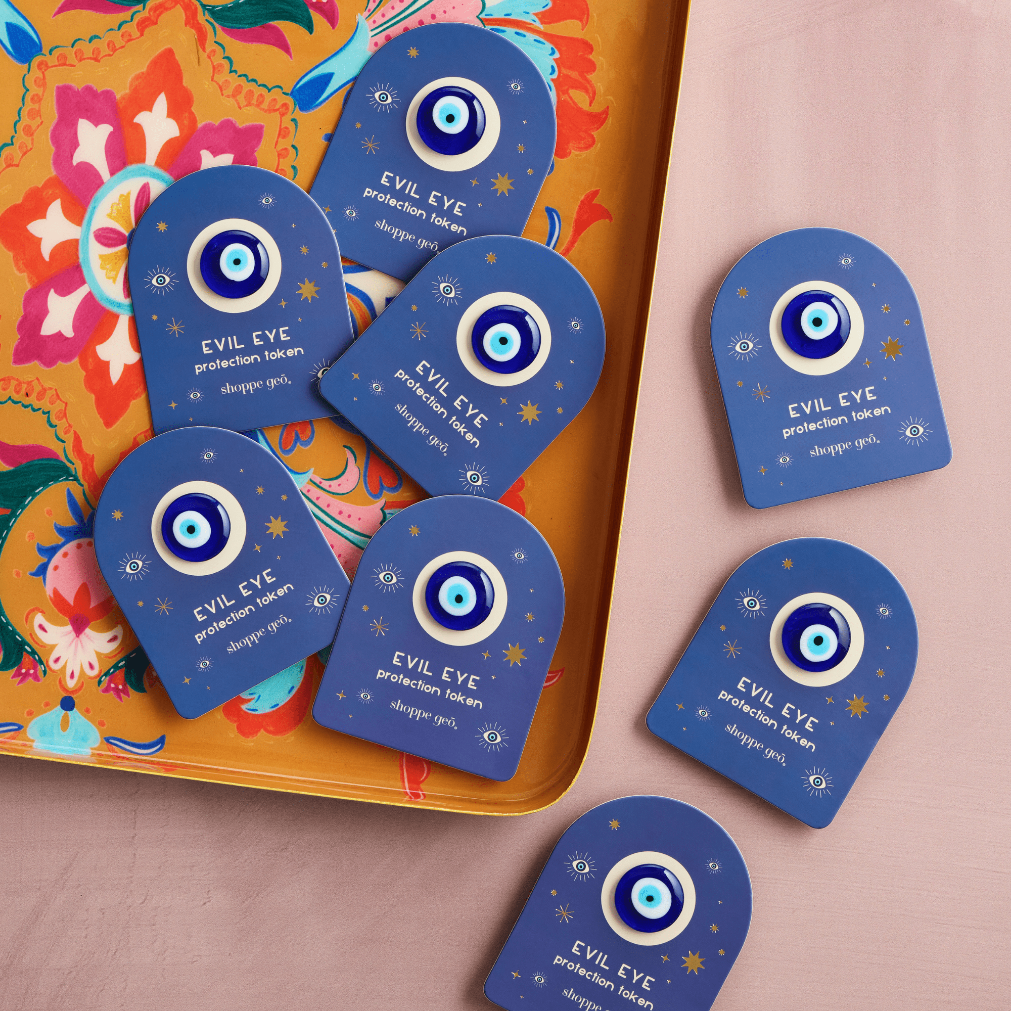 Evil Eye Glass Protection Token - Spiral Circle