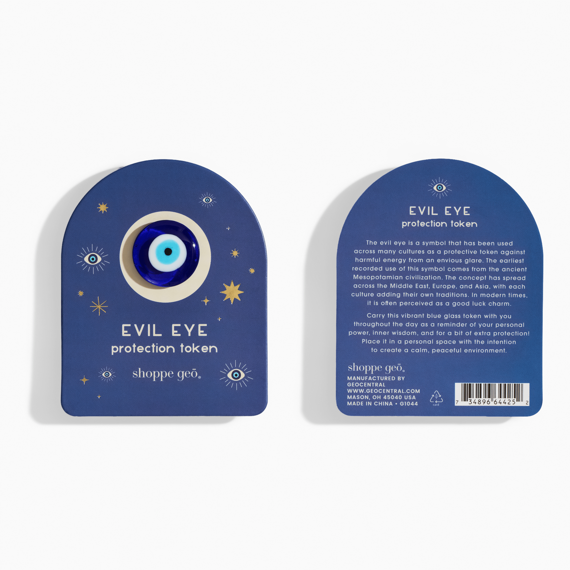 Evil Eye Glass Protection Token - Spiral Circle