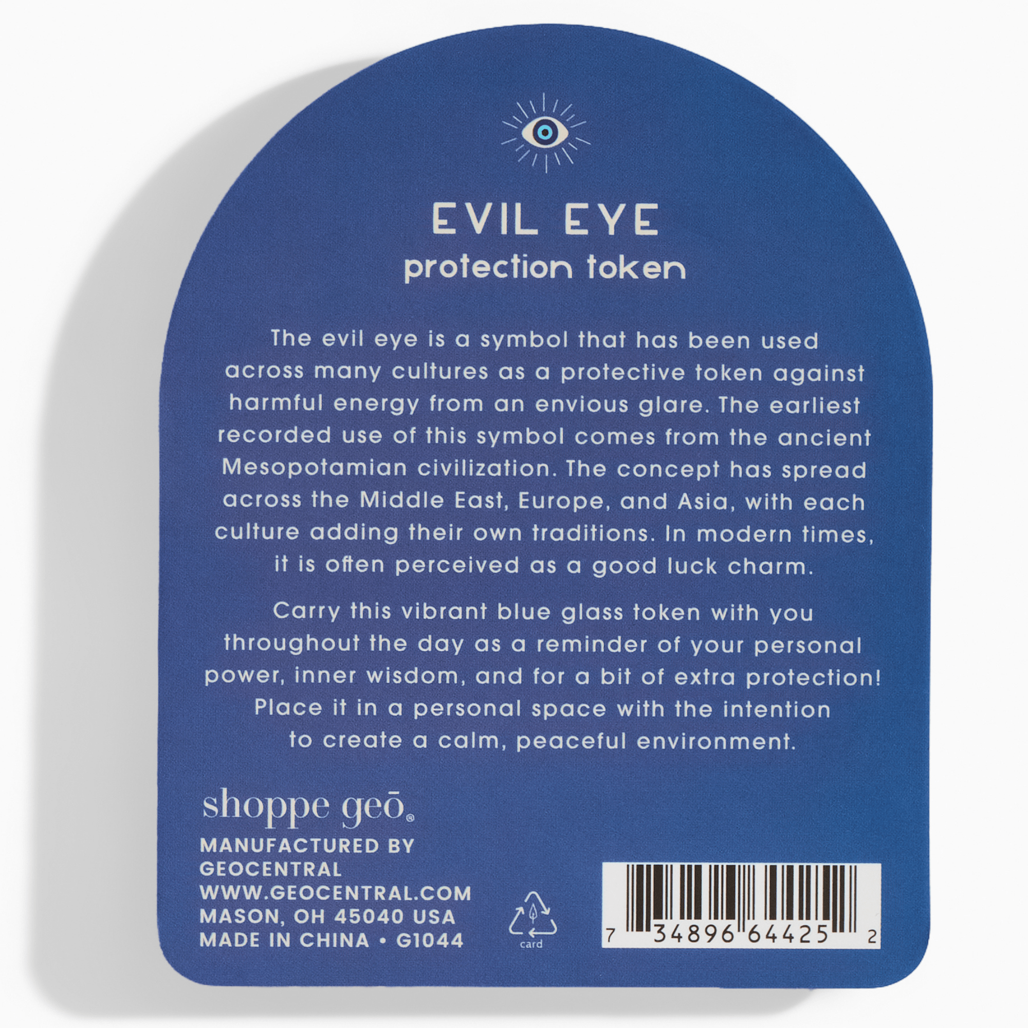 Evil Eye Glass Protection Token - Spiral Circle