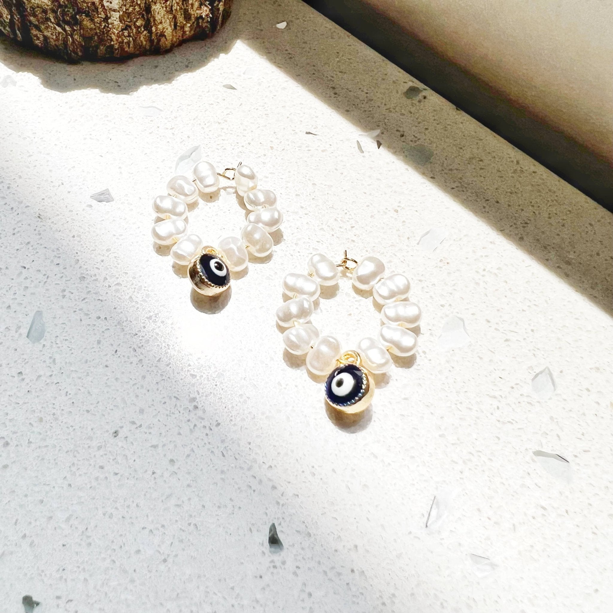 Evil Eye Protection Earring Hoops & Studs - Spiral Circle