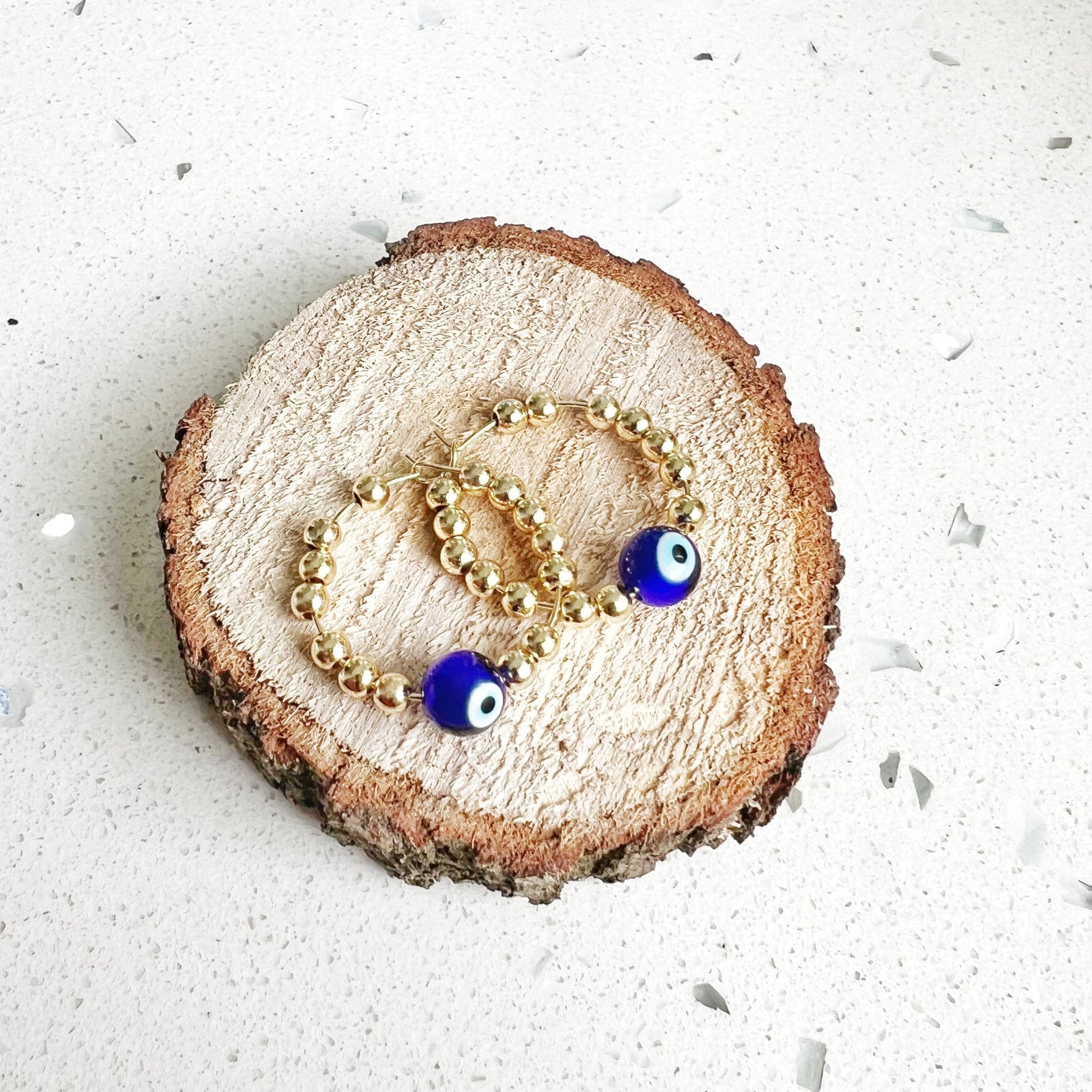 Evil Eye Protection Earring Hoops & Studs - Spiral Circle