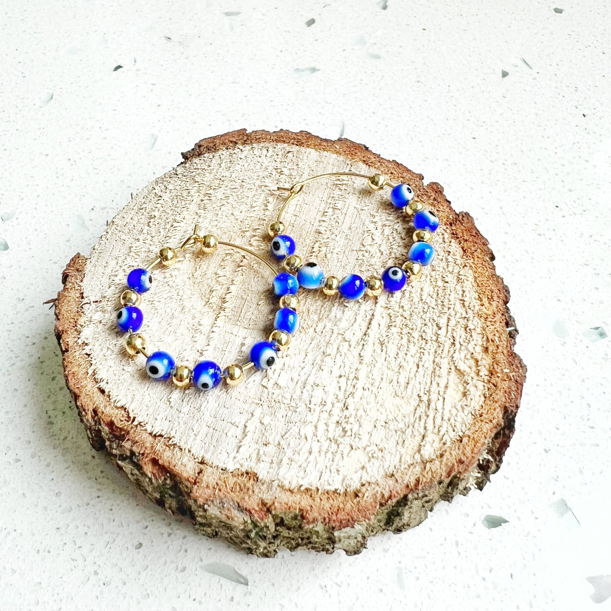 Evil Eye Protection Earring Hoops & Studs - Spiral Circle