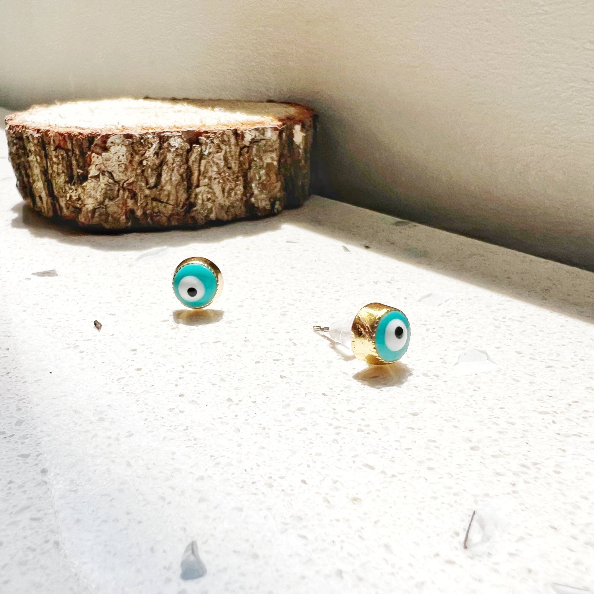 Evil Eye Protection Earring Hoops & Studs - Spiral Circle