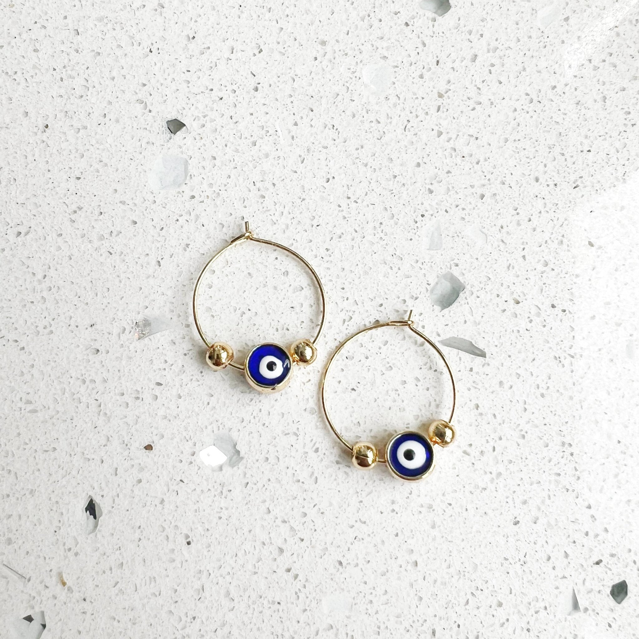 Evil Eye Protection Earring Hoops & Studs - Spiral Circle