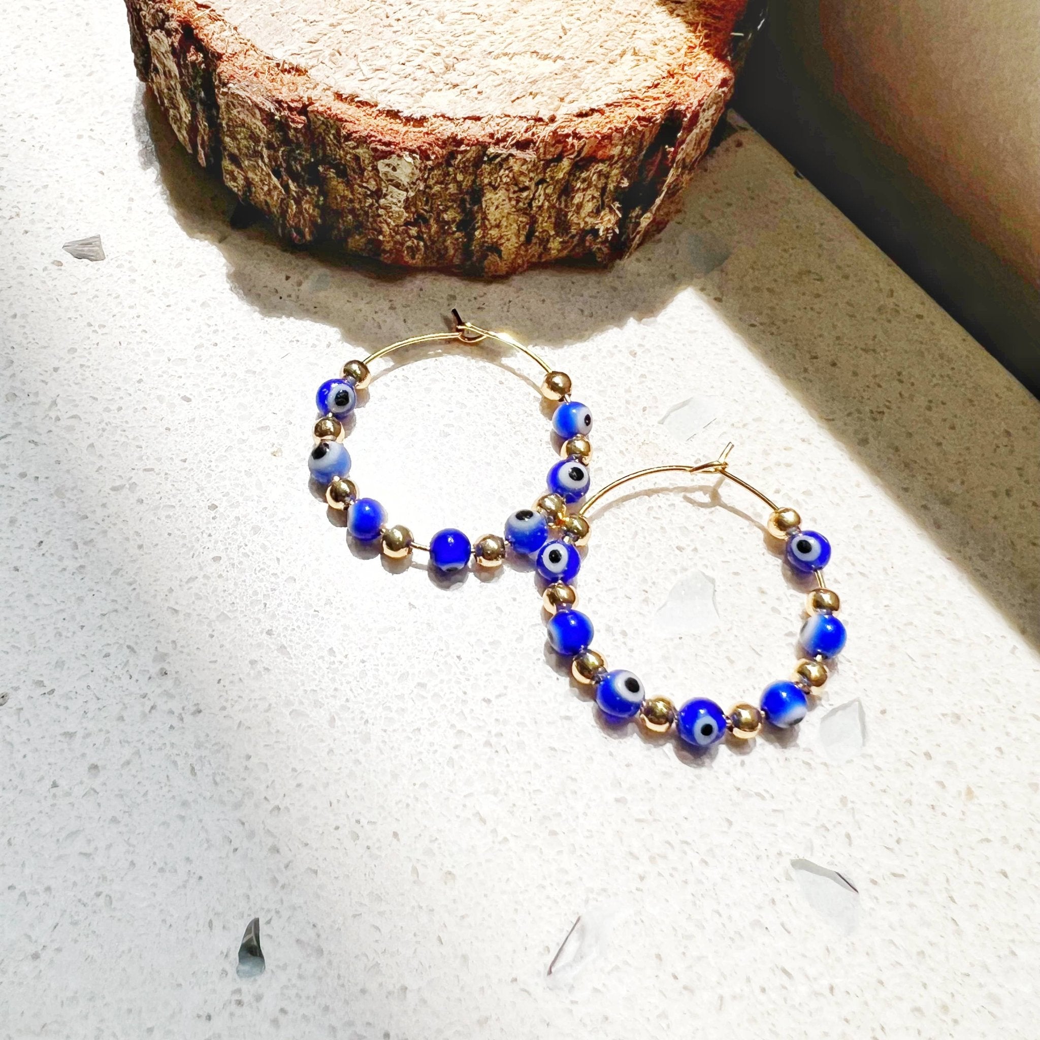Evil Eye Protection Earring Hoops & Studs - Spiral Circle