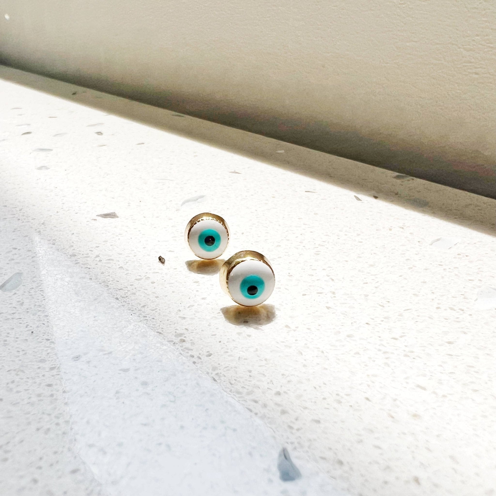 Evil Eye Protection Earring Hoops & Studs - Spiral Circle