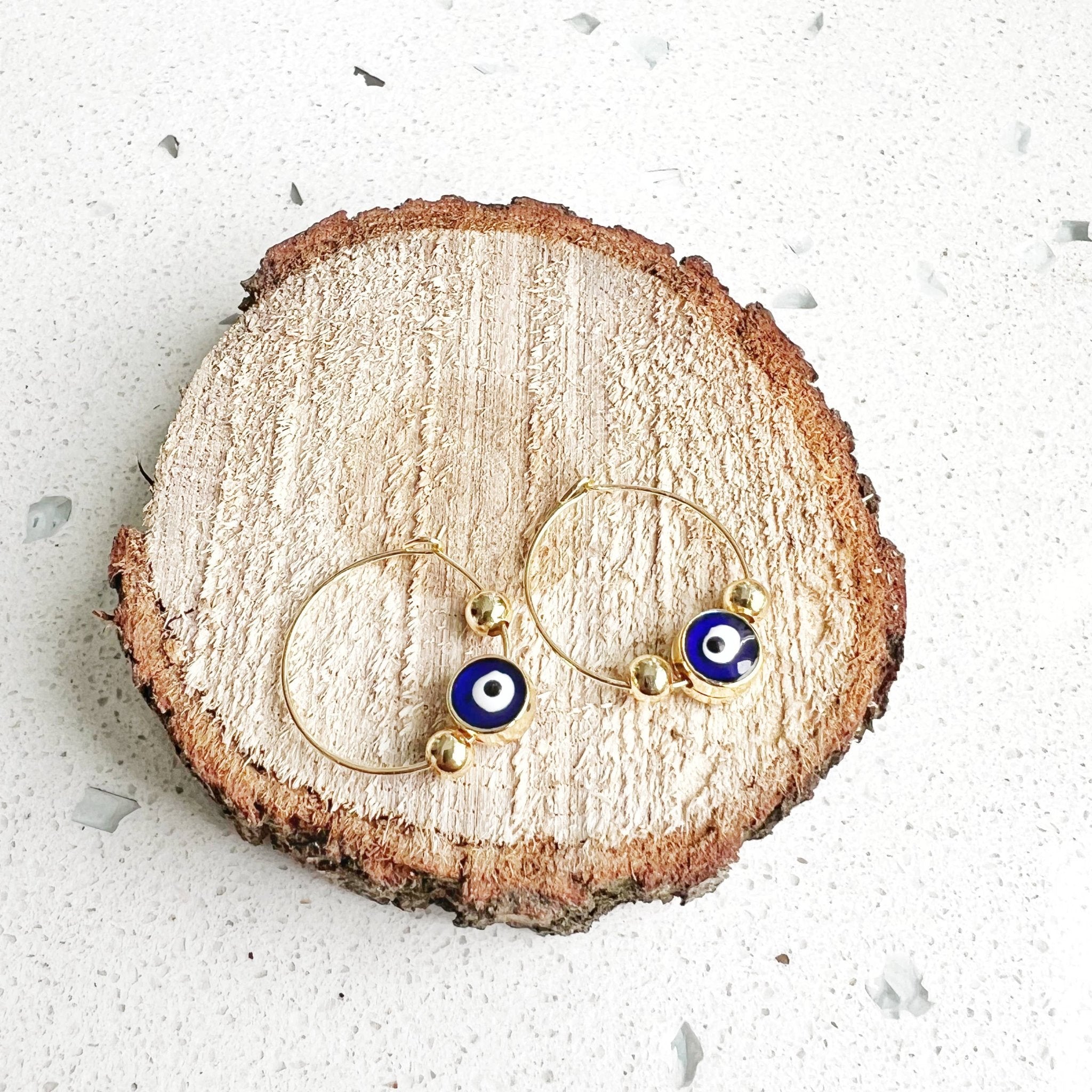 Evil Eye Protection Earring Hoops & Studs - Spiral Circle