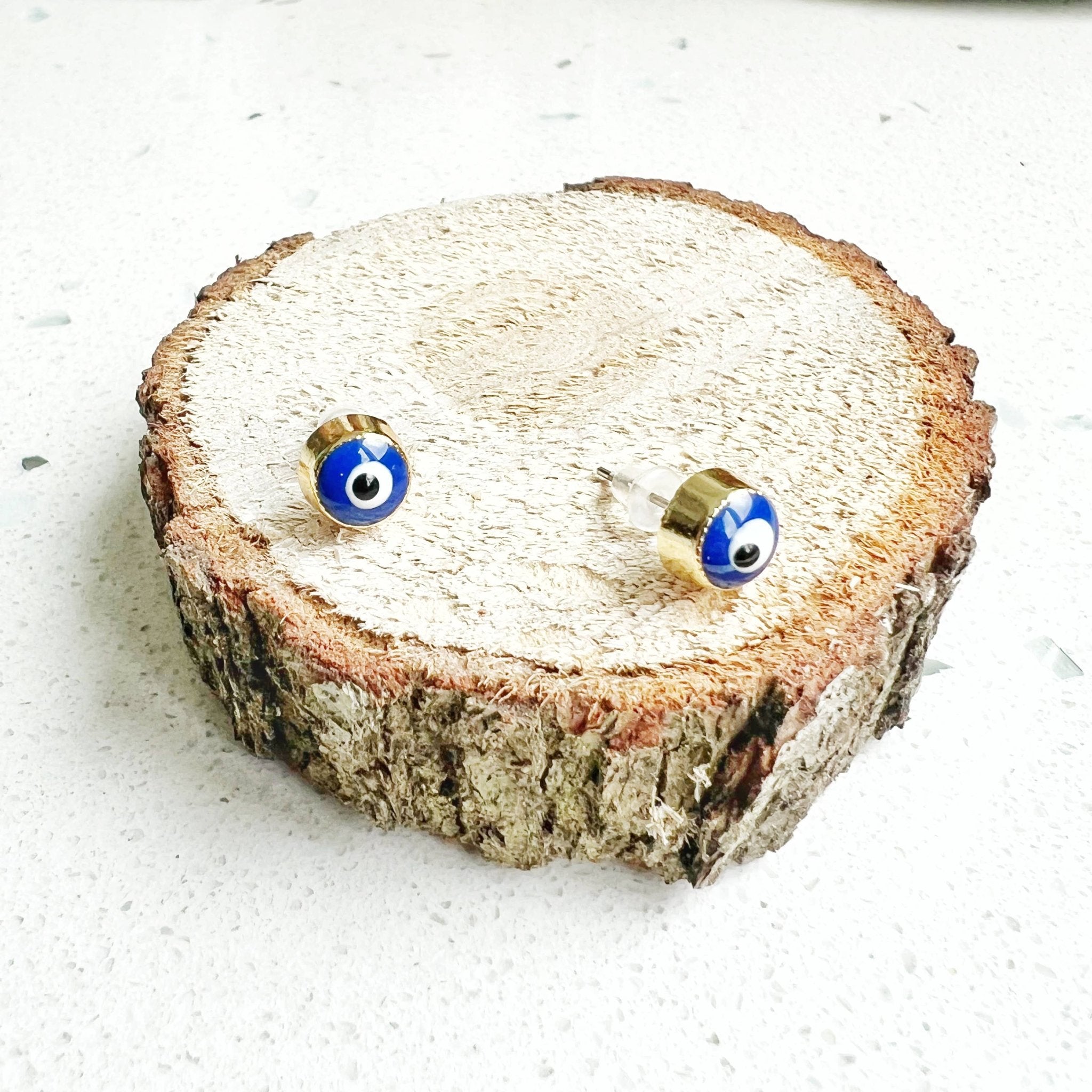 Evil Eye Protection Earring Hoops & Studs - Spiral Circle