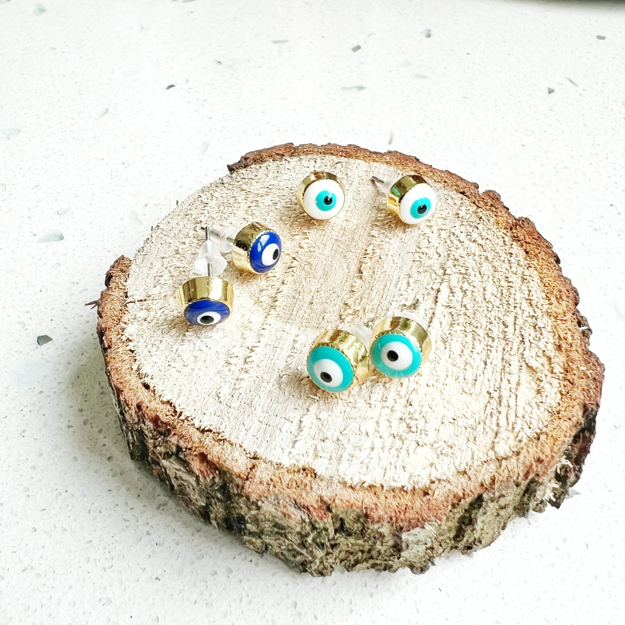 Evil Eye Protection Earring Hoops & Studs - Spiral Circle
