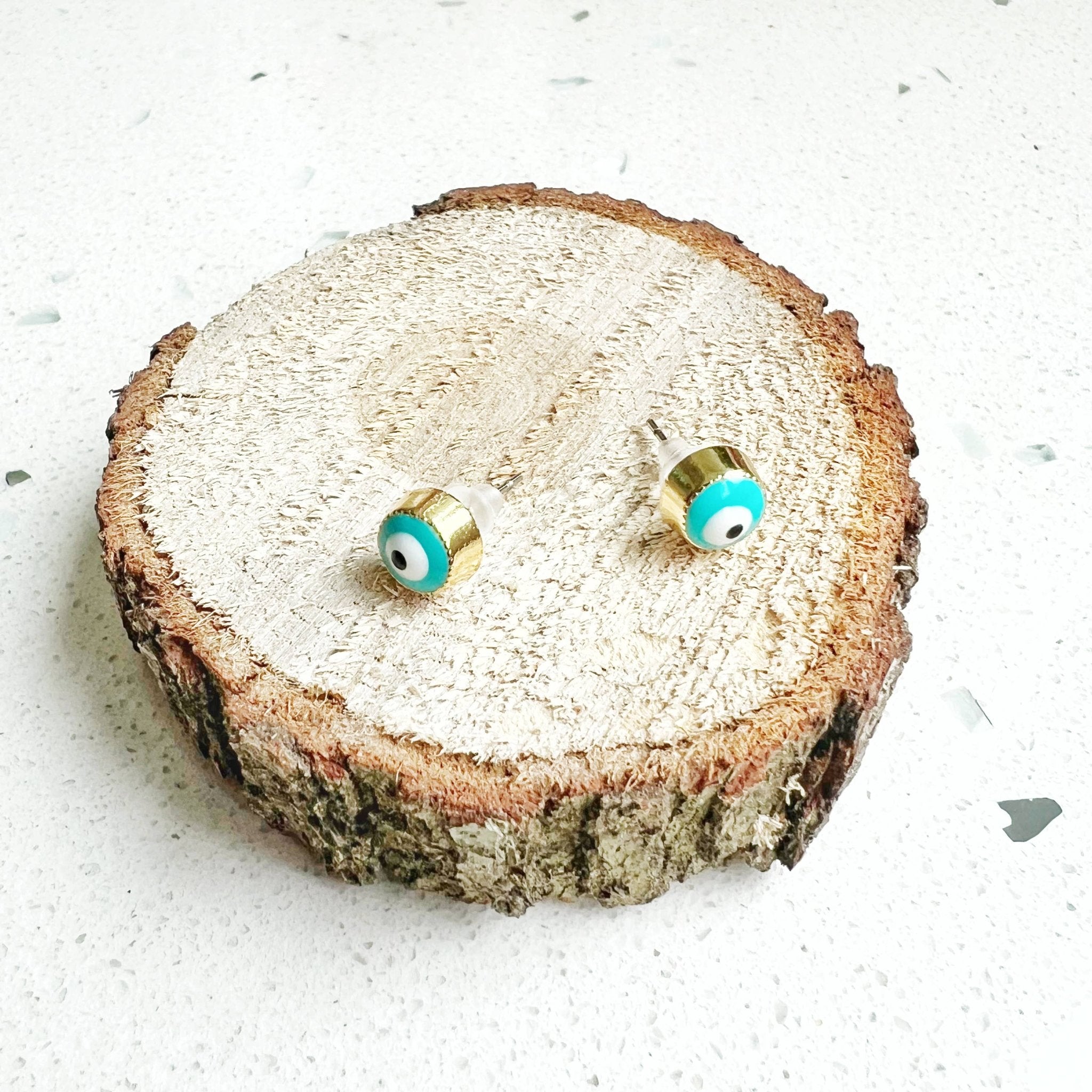 Evil Eye Protection Earring Hoops & Studs - Spiral Circle