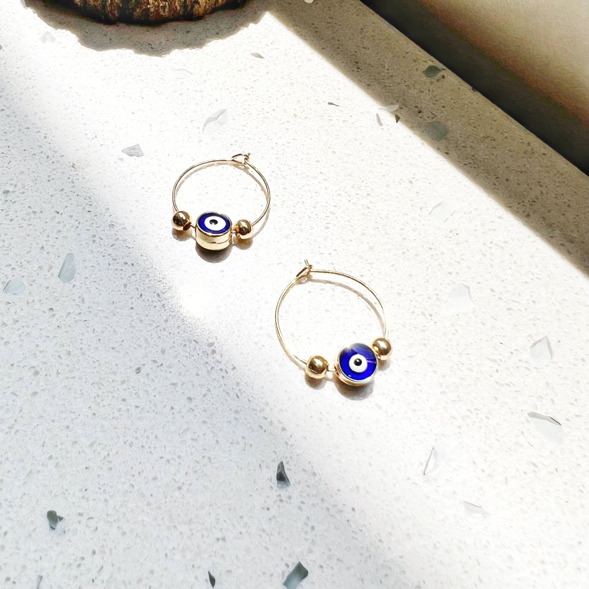 Evil Eye Protection Earring Hoops & Studs - Spiral Circle