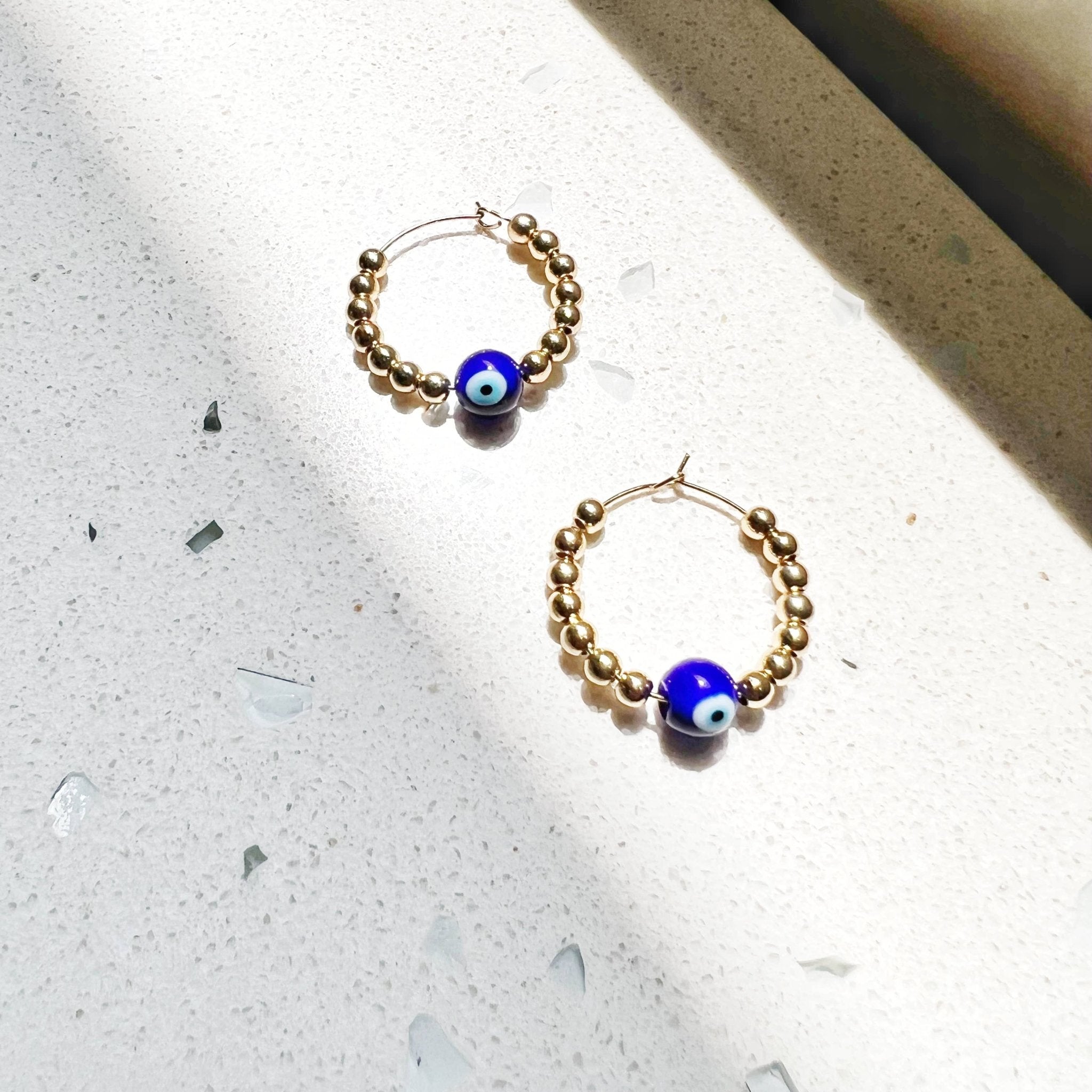 Evil Eye Protection Earring Hoops & Studs - Spiral Circle