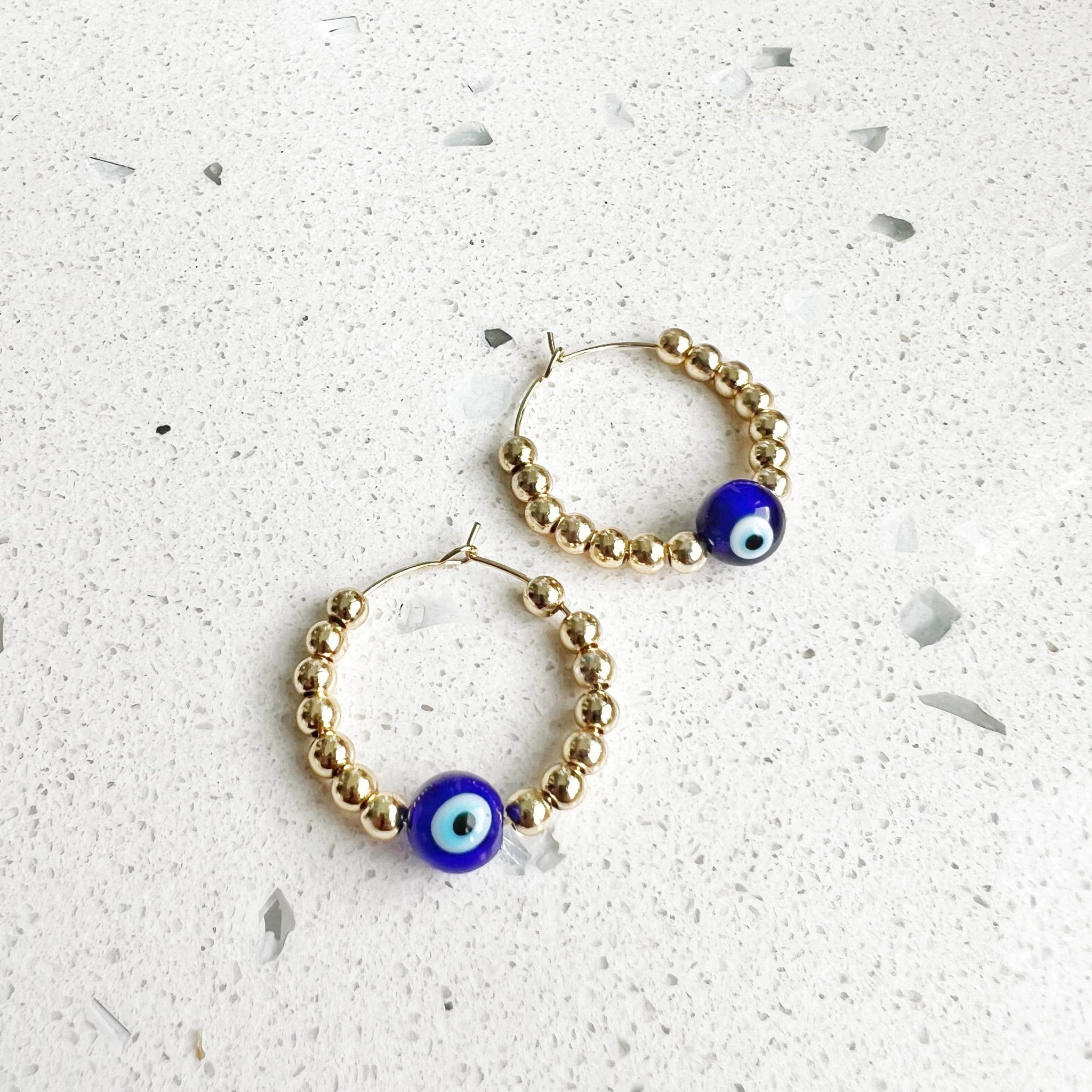 Evil Eye Protection Earring Hoops & Studs - Spiral Circle