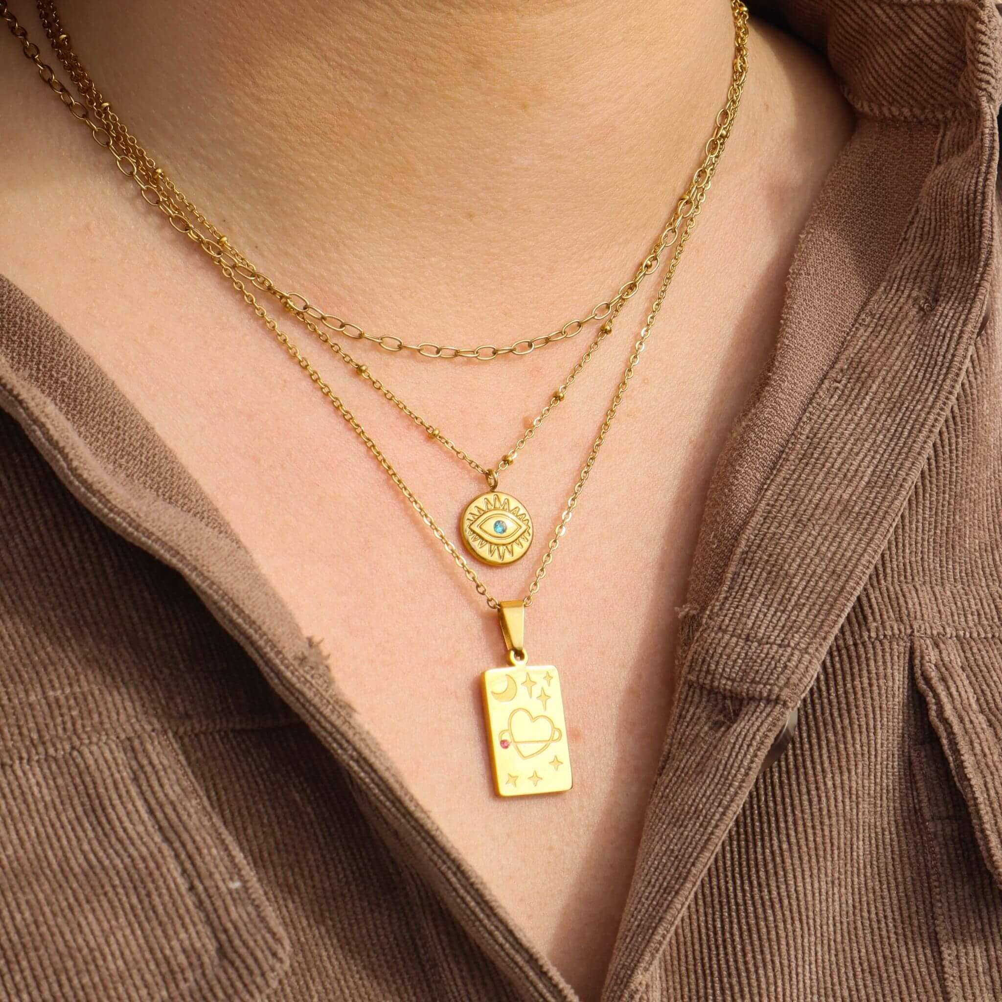 Evil Eye Protection Necklace - Spiral Circle