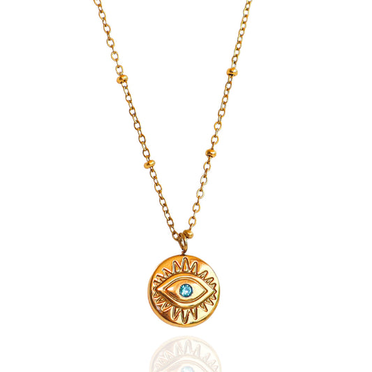 Evil Eye Protection Necklace - Spiral Circle