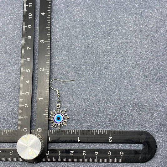 Evil Eye Sun Dangle Earrings - Spiral Circle
