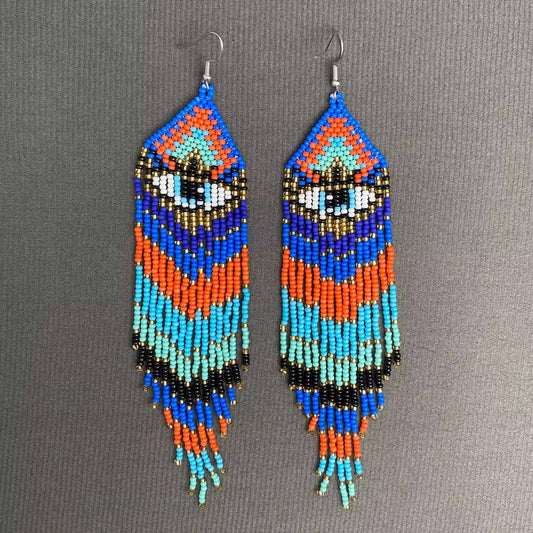 Evil Eyes Fringe Earrings - Spiral Circle