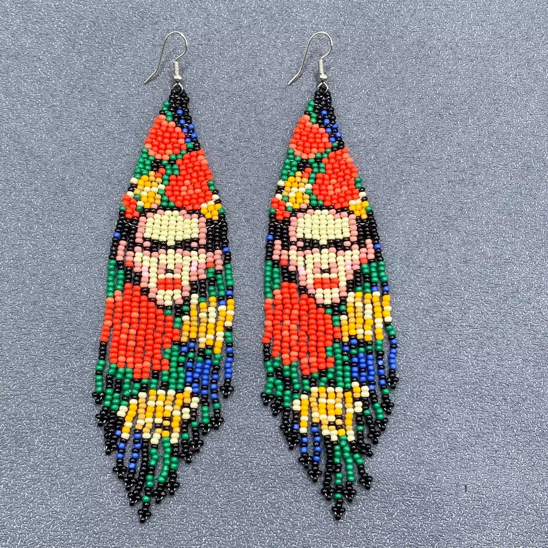 Handmade Frida Kahlo Seed Beads Fringe Earrings