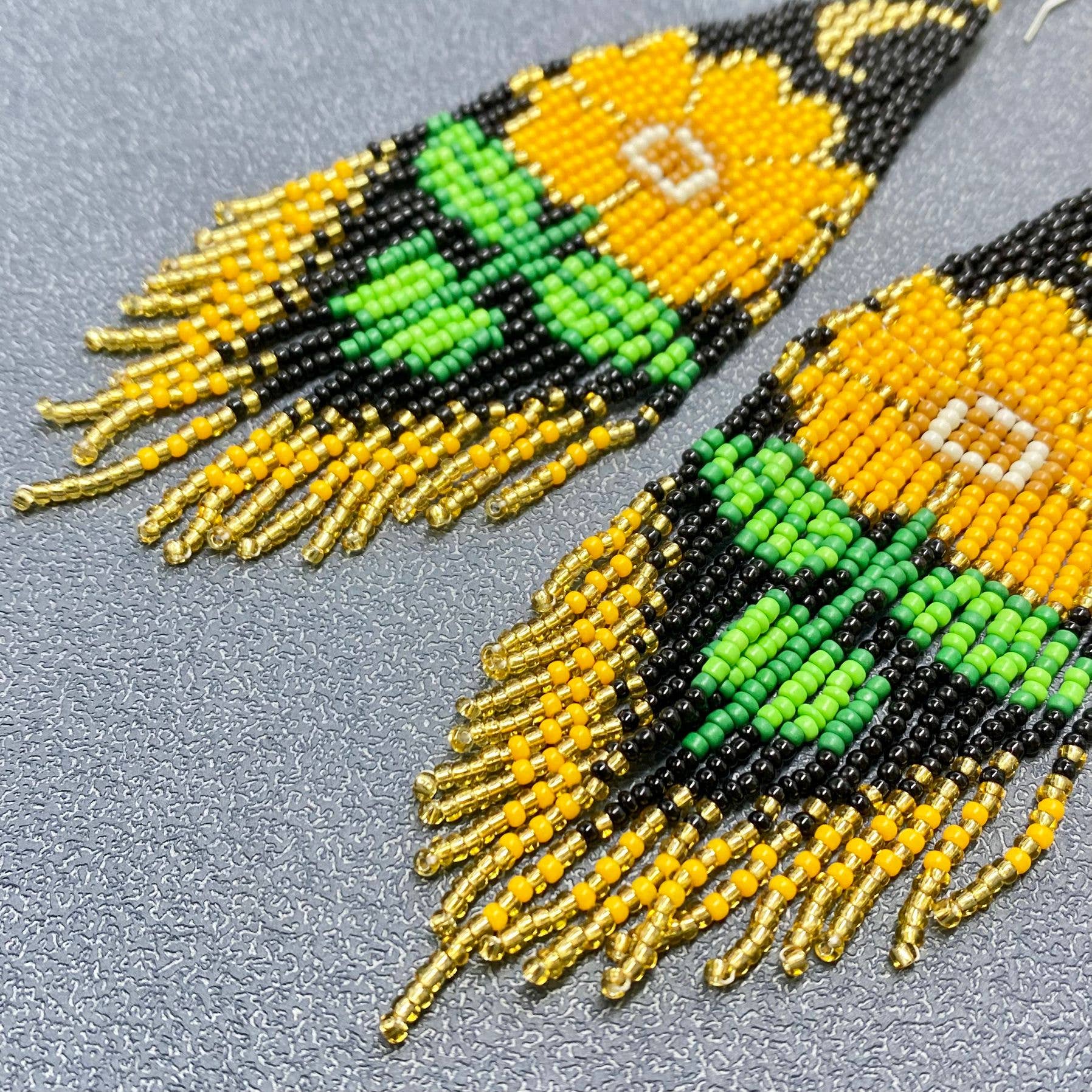 Sunflower Seed Beads Fringe Earrings