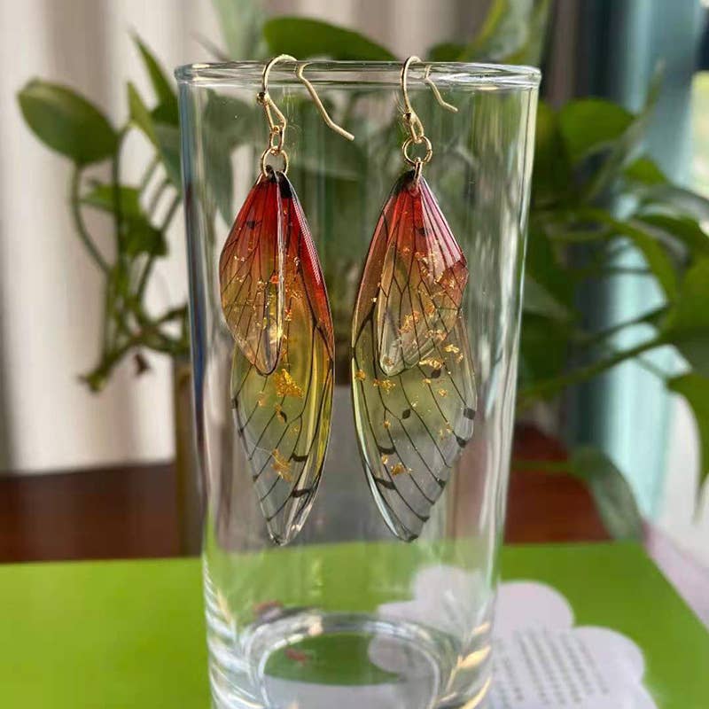 Gradient Cicada Wings, Butterfly Wings Earrings