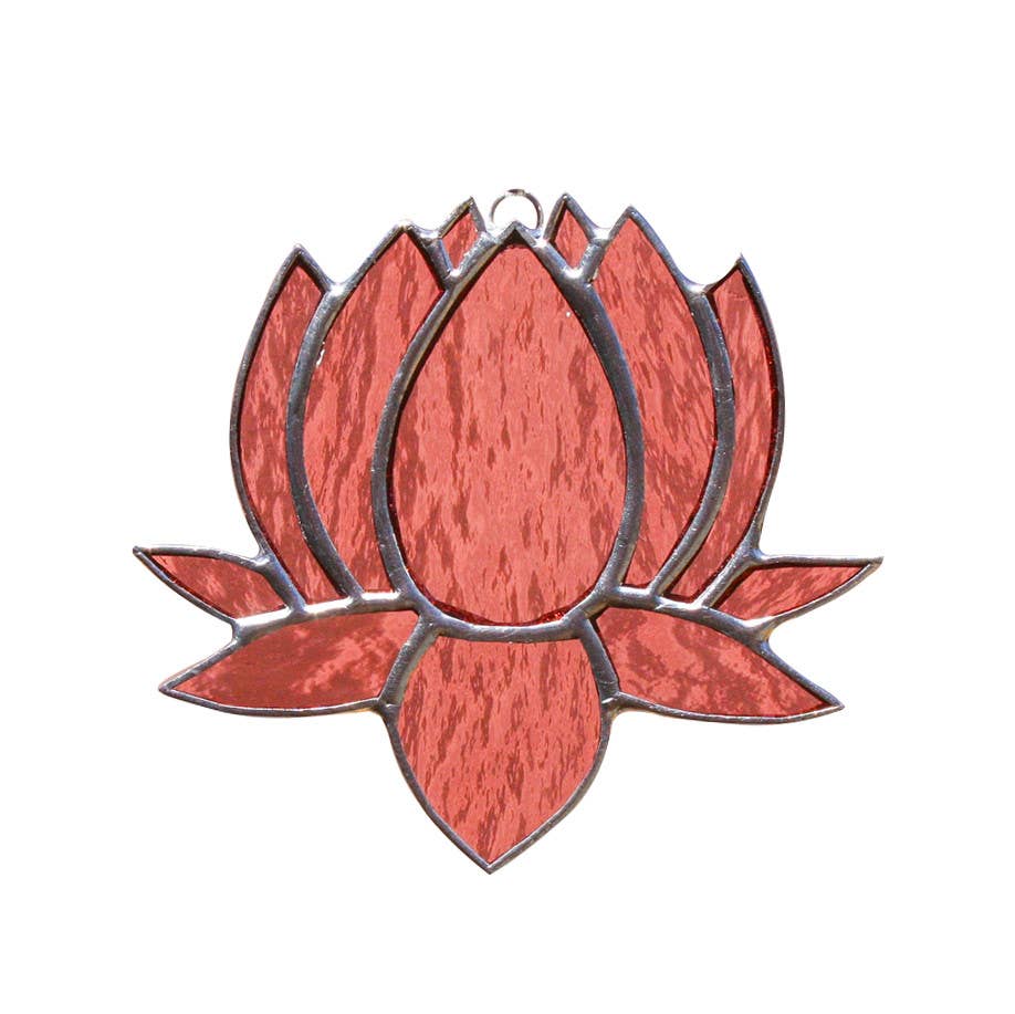 Small Lotus Stained Glass Suncatcher | 3" x 4"