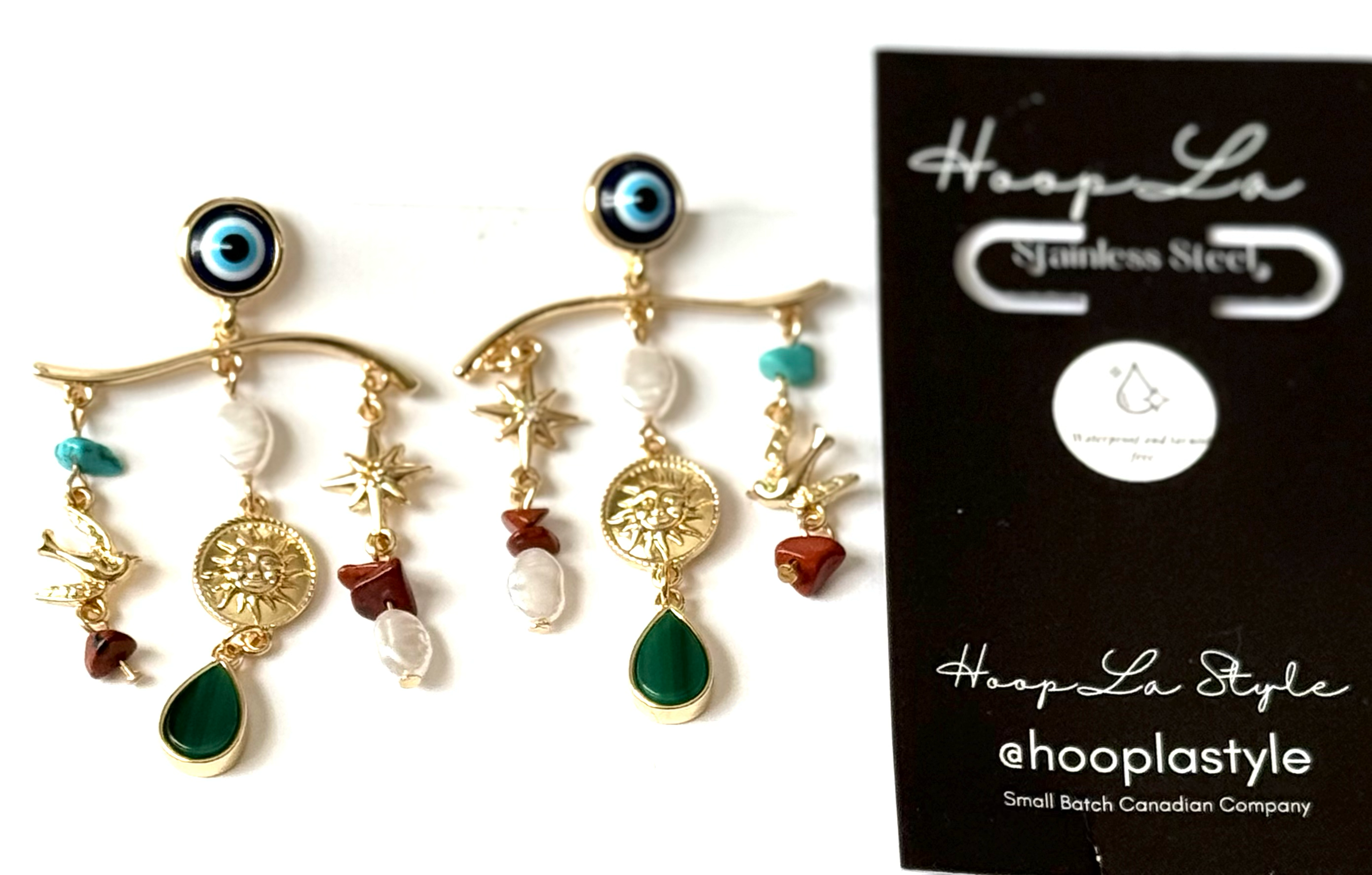 Evil Eye Charm Chandelier Earring 14K