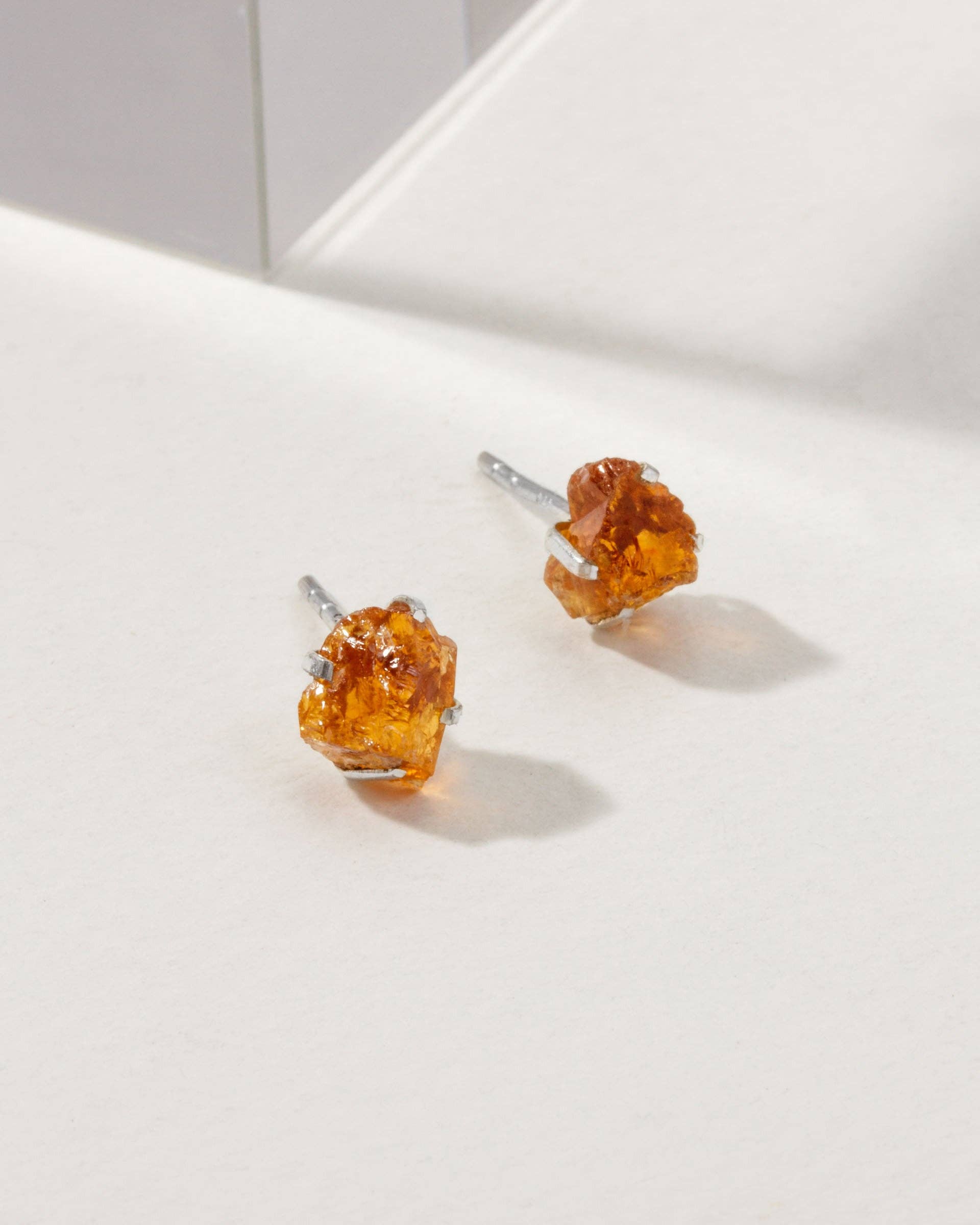 Raw Beauty Post Earrings | Sterling Silver | Citrine