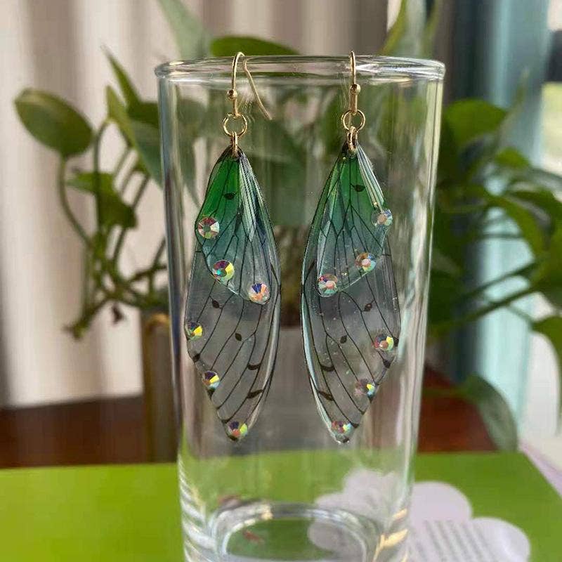 Gradient Cicada Wings, Butterfly Wings Earrings