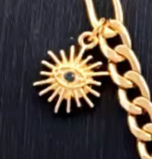 Evil Eye Charm Collar Steel Necklace 14K 