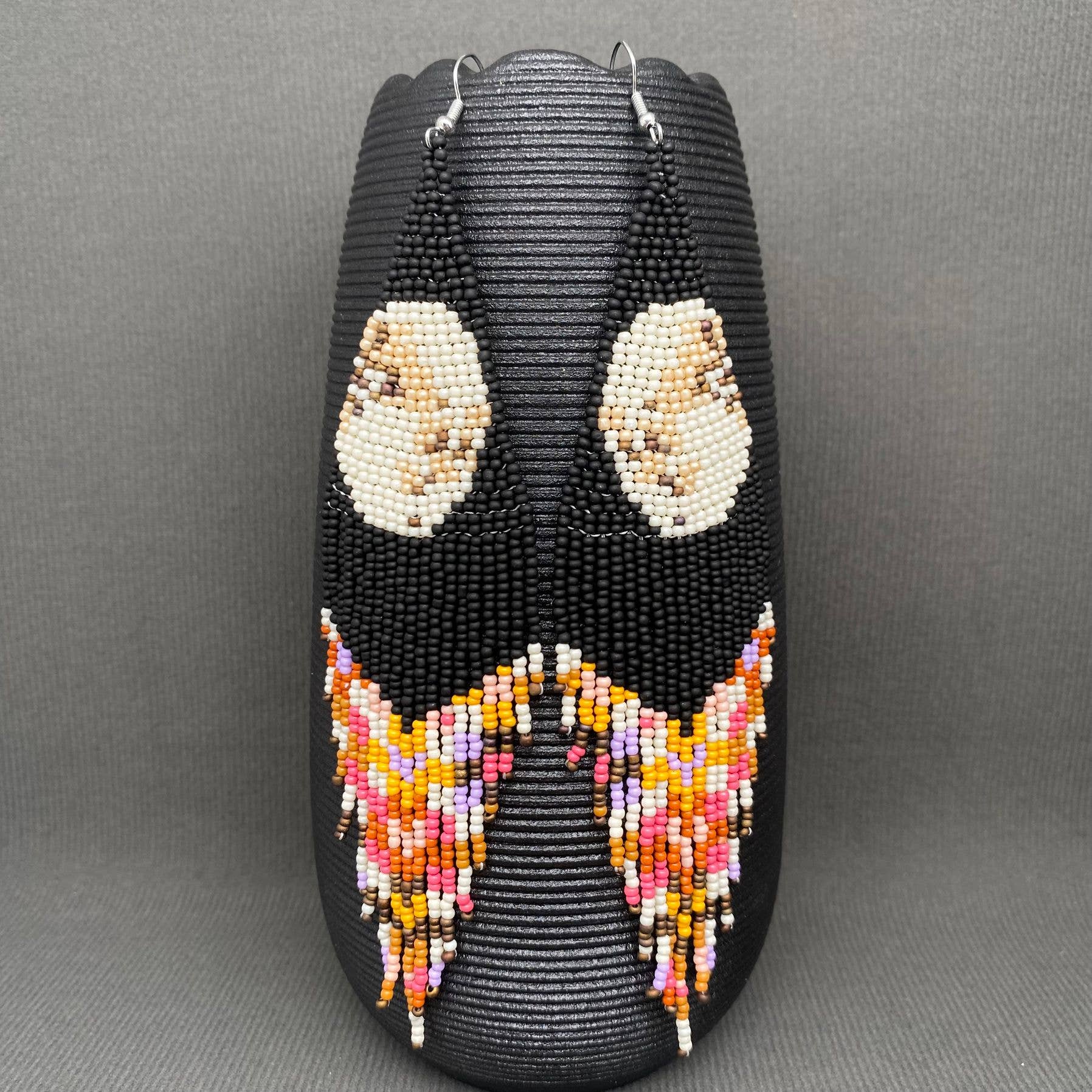 The Moon In The Night Sky Seed Beads Fringe Earrings