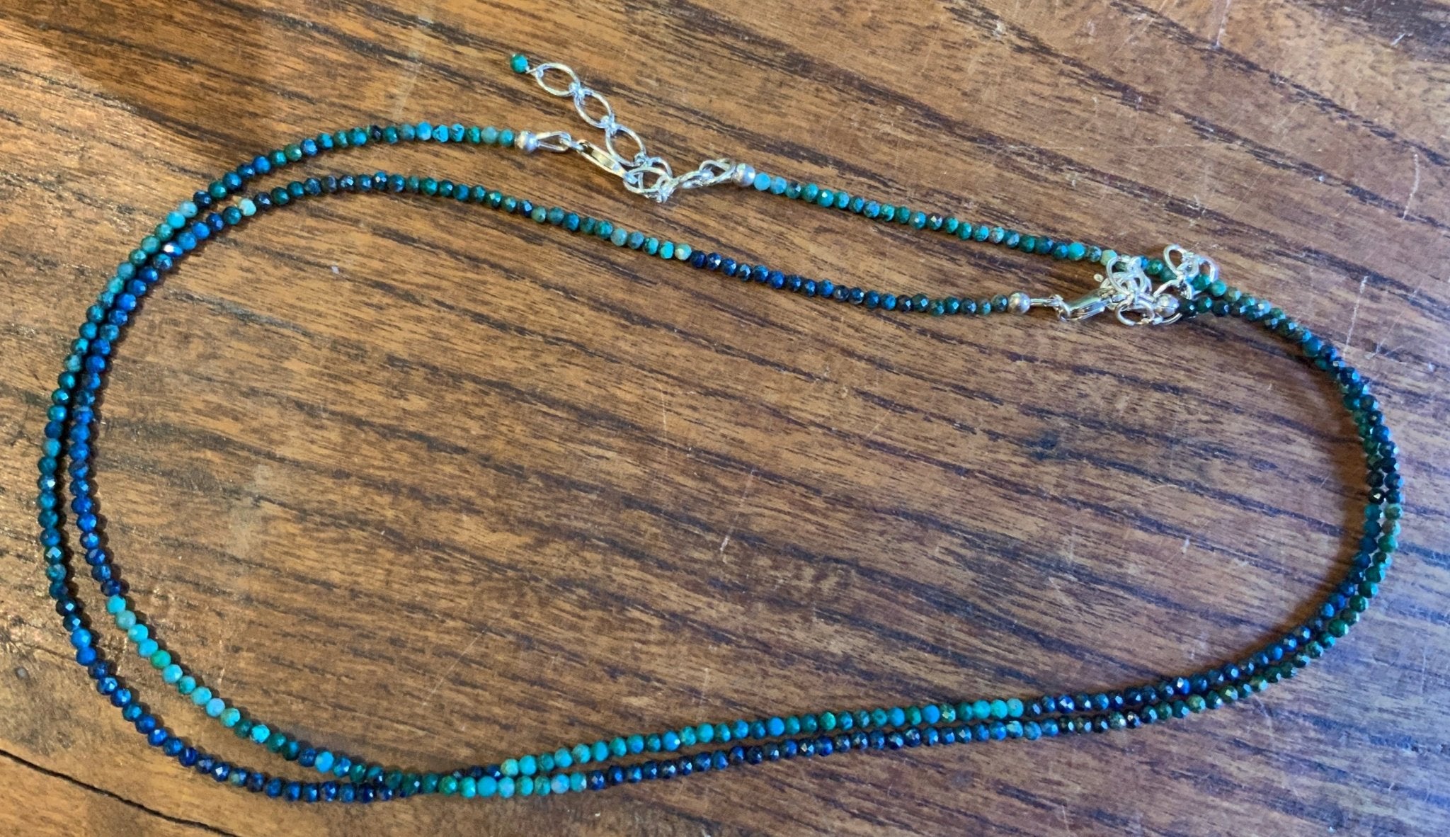 Faceted beaded necklace set in sterling silver | adjustable 17 to 19 inches - Spiral Circle