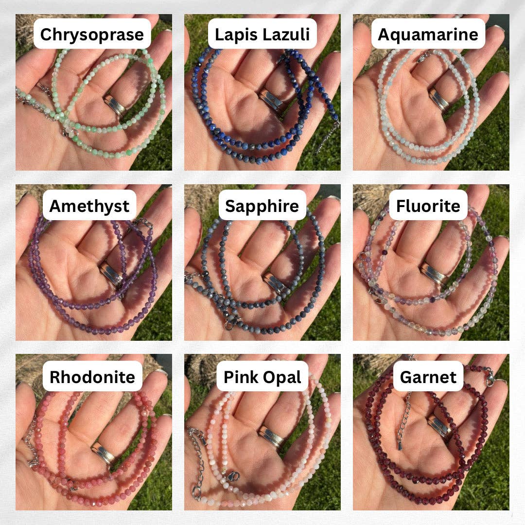 Faceted Gemstone Necklace | 3mm - Spiral Circle