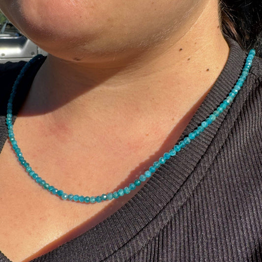 Faceted Gemstone Necklace | 3mm - Spiral Circle