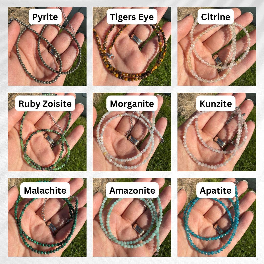 Faceted Gemstone Necklace | 3mm - Spiral Circle