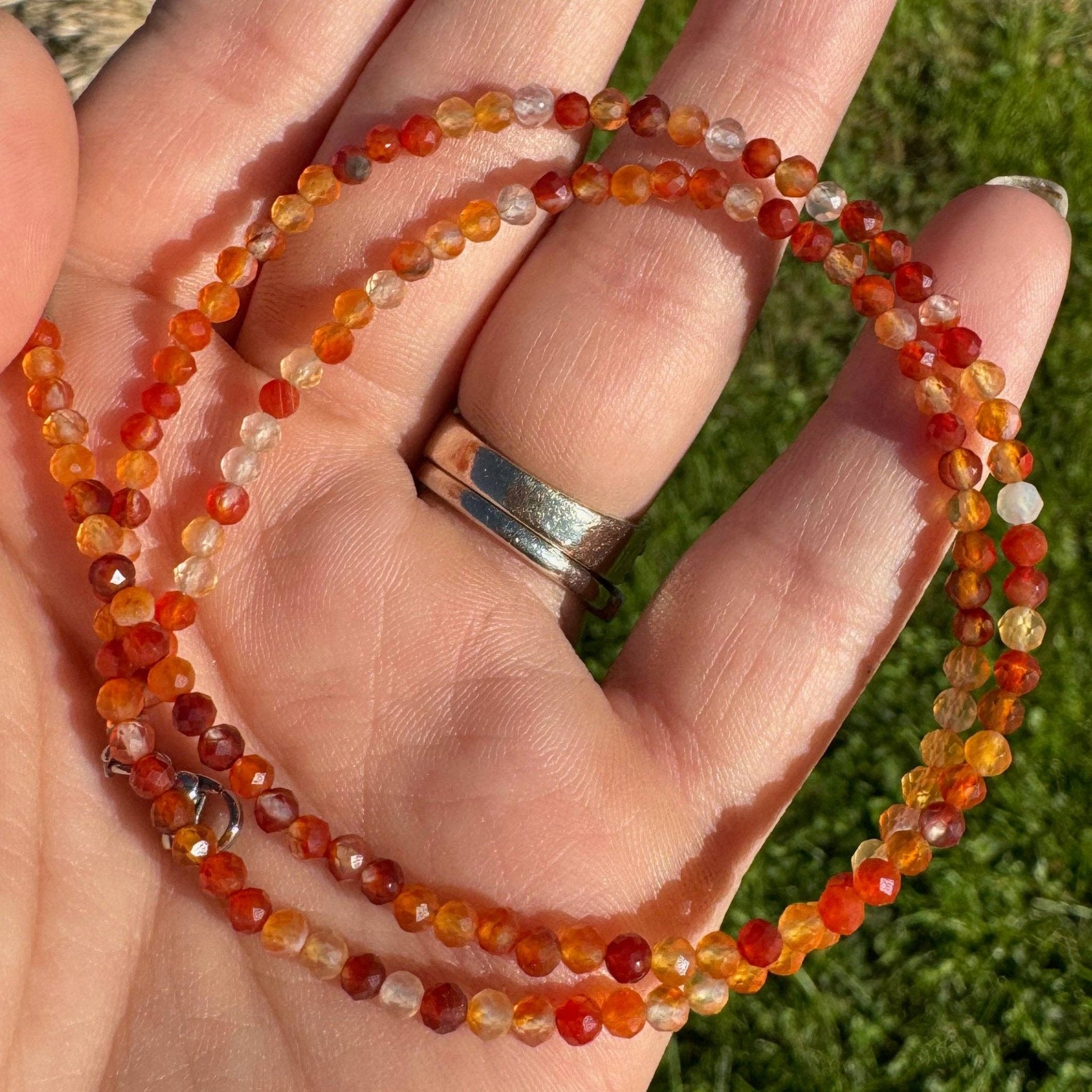 Faceted Gemstone Necklace | 3mm - Spiral Circle