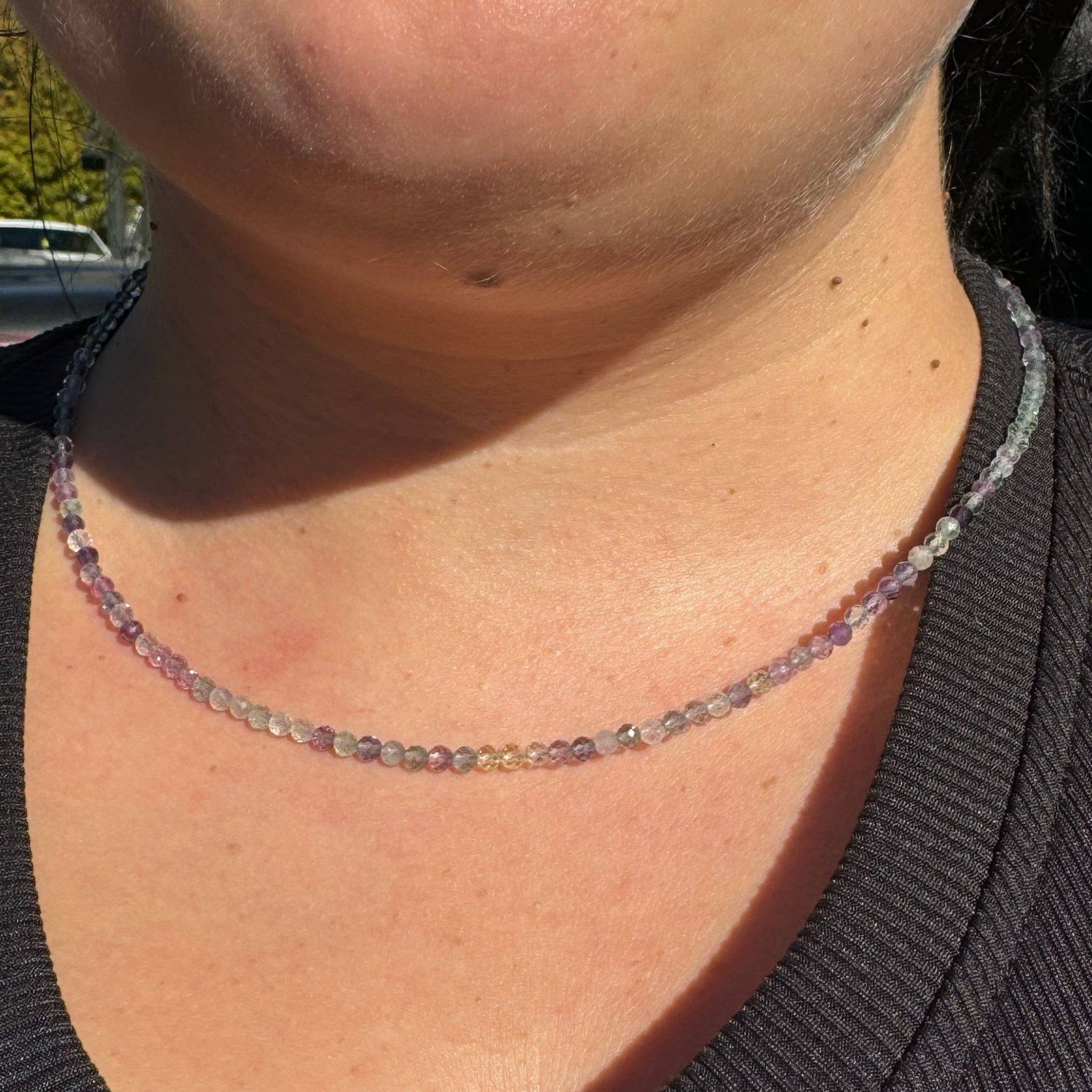 Faceted Gemstone Necklace | 3mm - Spiral Circle