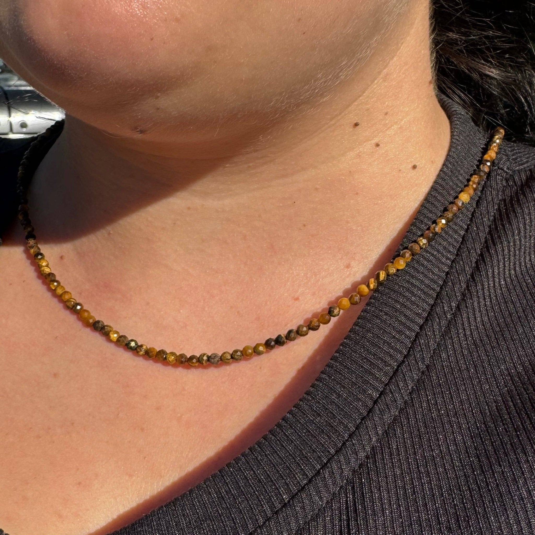 Faceted Gemstone Necklace | 3mm - Spiral Circle