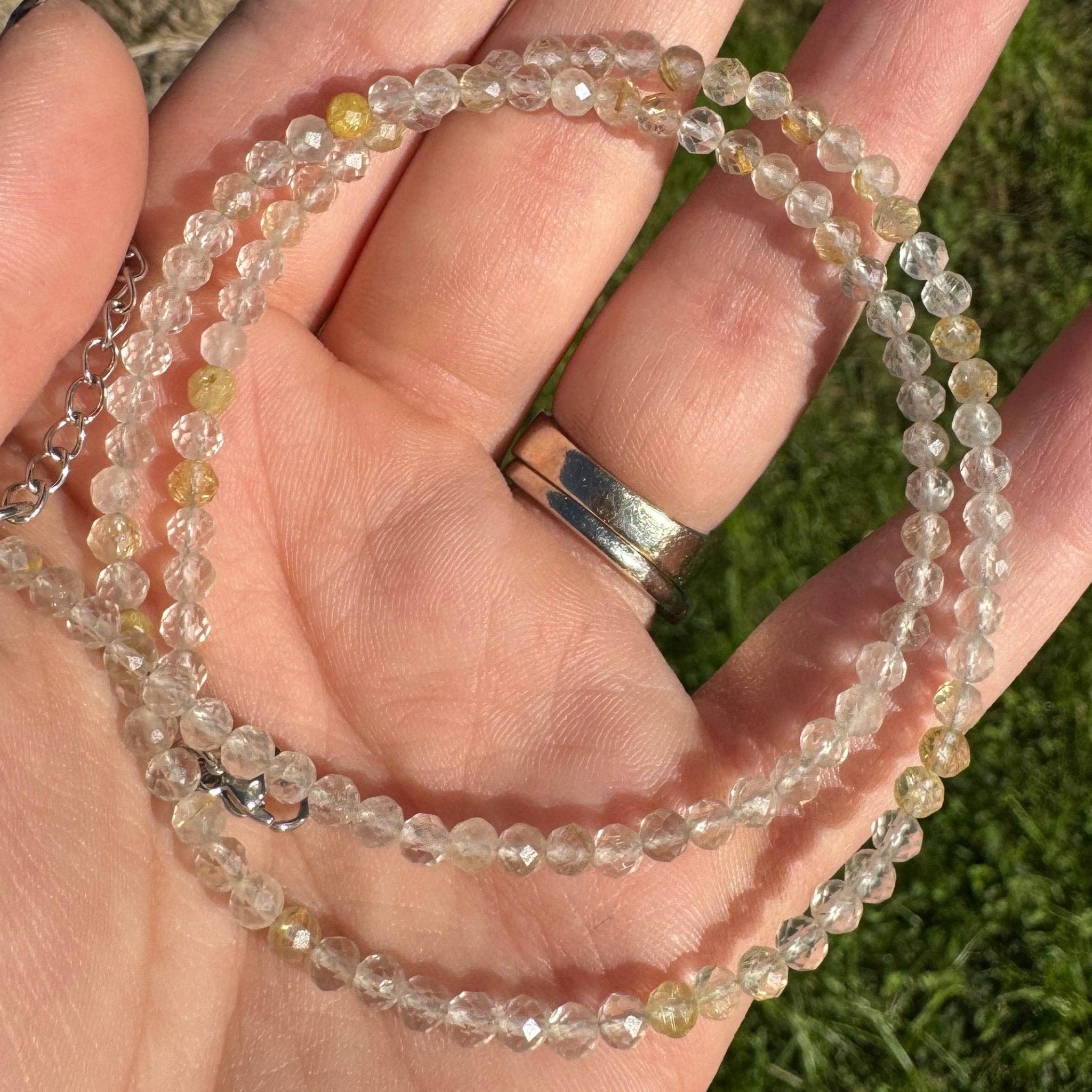 Faceted Gemstone Necklace | 3mm - Spiral Circle