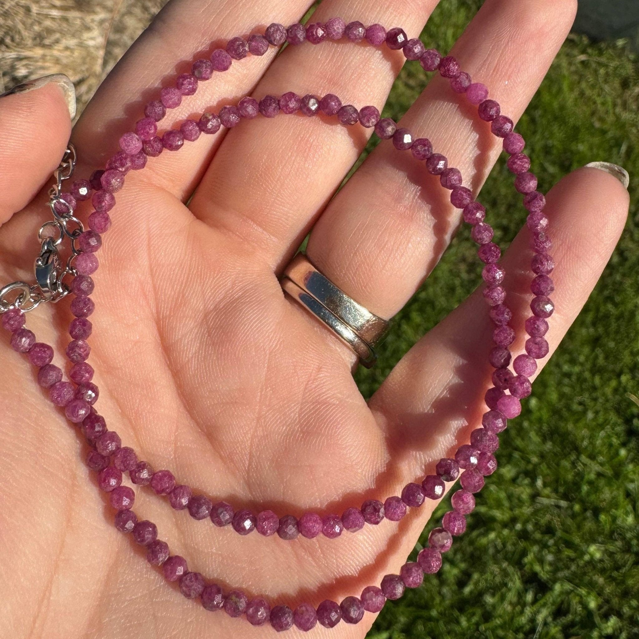 Faceted Gemstone Necklace | 3mm - Spiral Circle