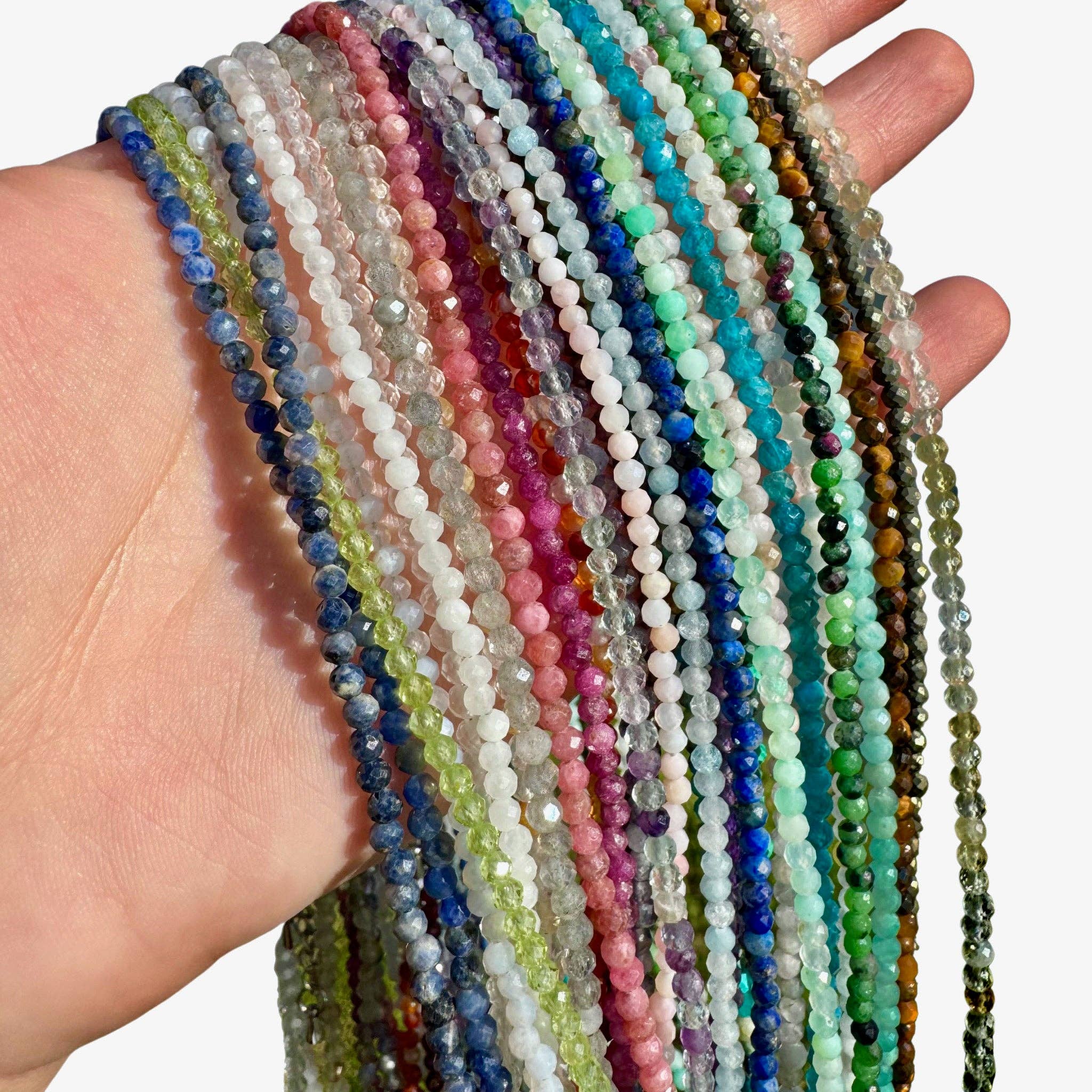 Faceted Gemstone Necklace | 3mm - Spiral Circle