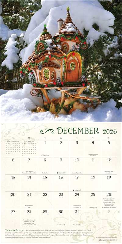 Fairy Houses 2026 Wall Calendar by Sally J Smith - Spiral Circle