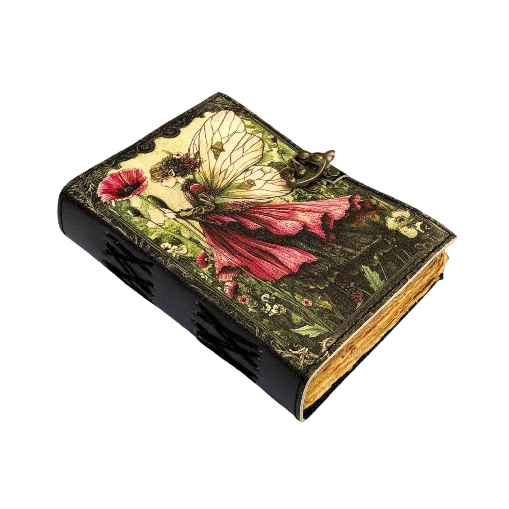 Fairy Leather Journal Celtic Grimoire Journal Spellbook - Spiral Circle