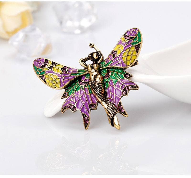 Fairy Winged Brooch - Spiral Circle