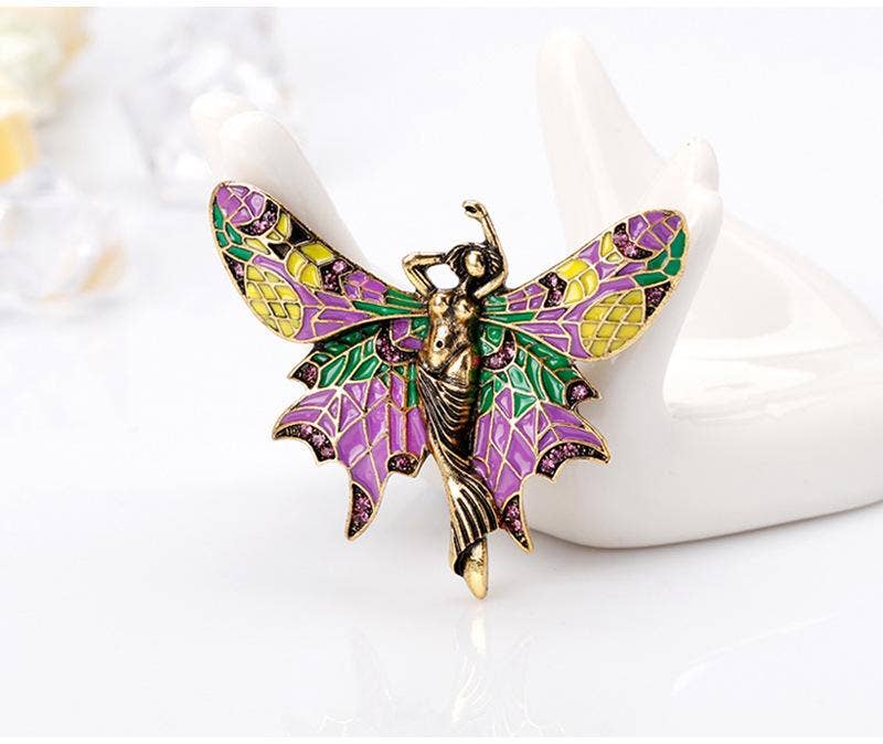 Fairy Winged Brooch - Spiral Circle