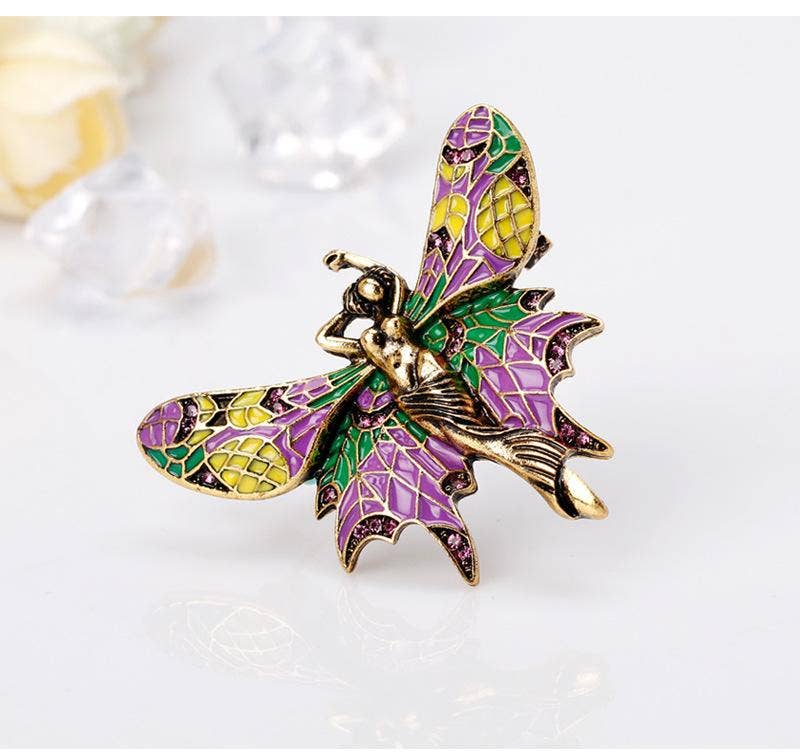 Fairy Winged Brooch - Spiral Circle