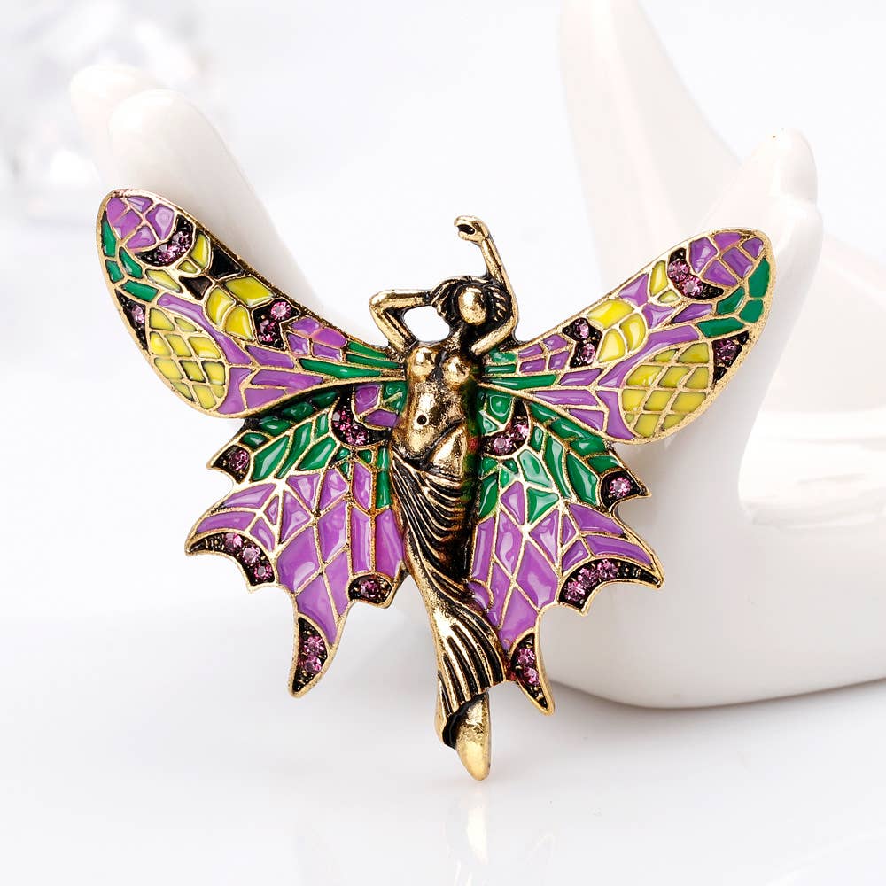 Fairy Winged Brooch - Spiral Circle