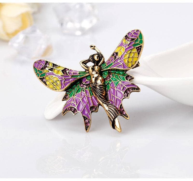 Fairy Winged Brooch - Spiral Circle