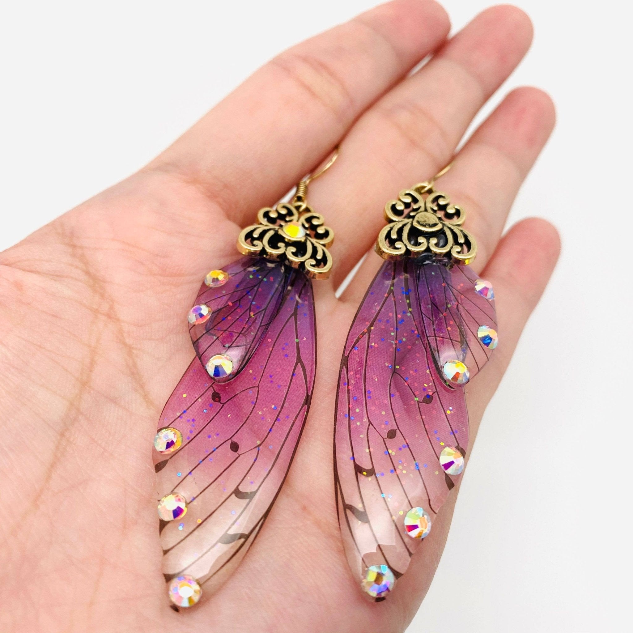 Fairy Wings Earrings - Spiral Circle