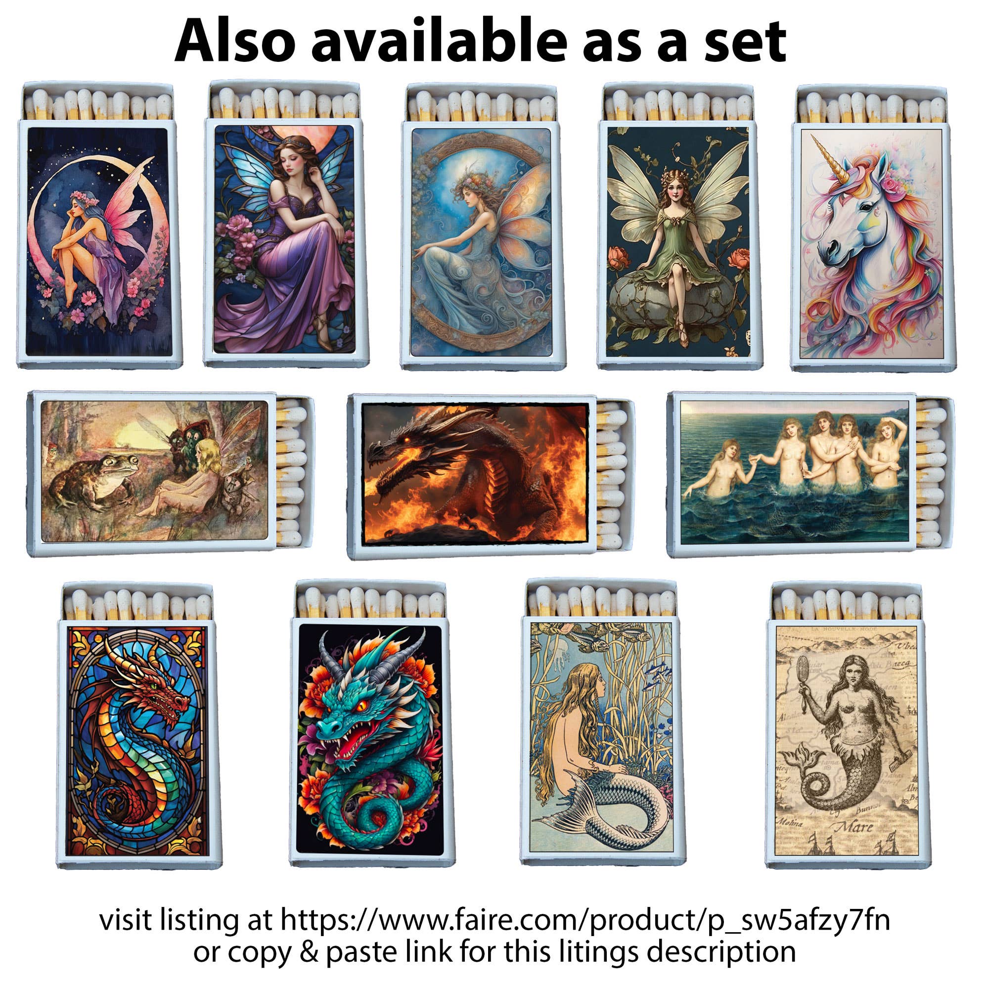 Fantasy Fairy Matchbox | Decorative Matches - Spiral Circle