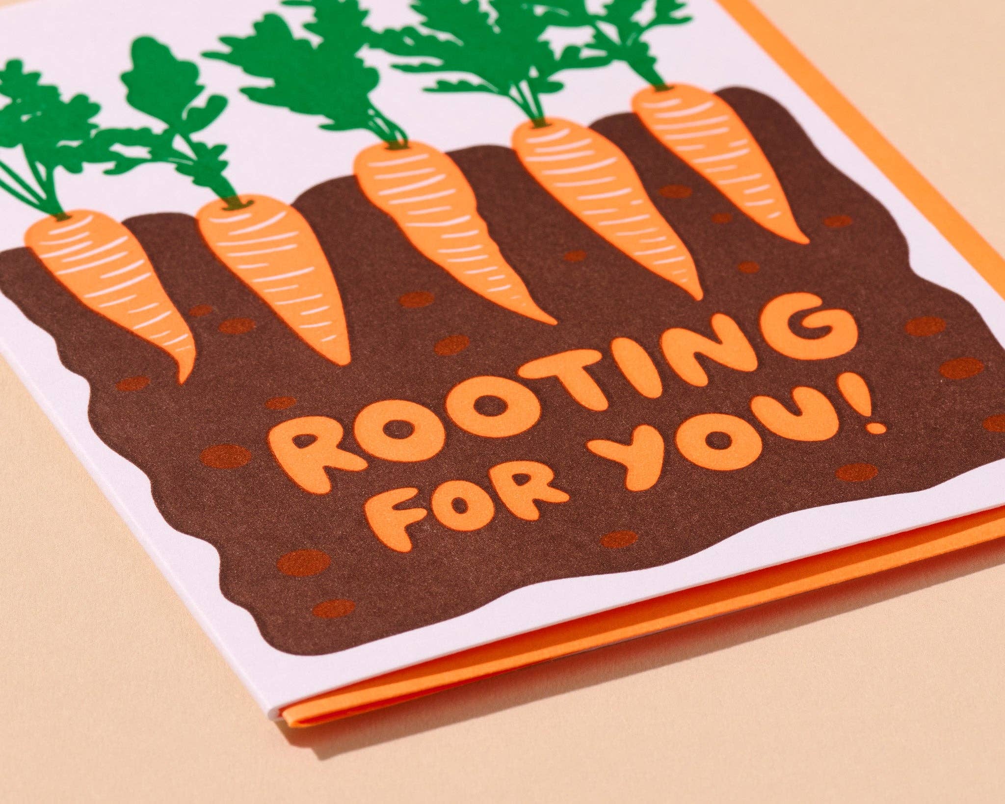 Letterpress Encouragement Card—Rooting for You (Carrots)
